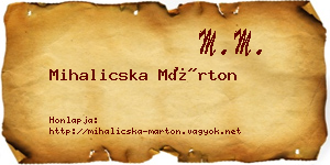 Mihalicska Márton névjegykártya